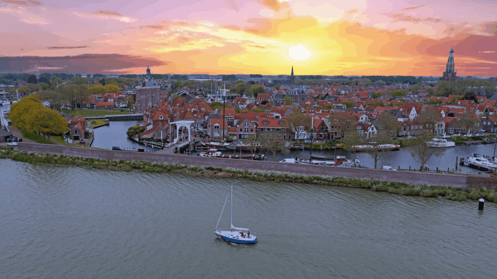 Aerial from the city Enkhuizen in the Netherlands