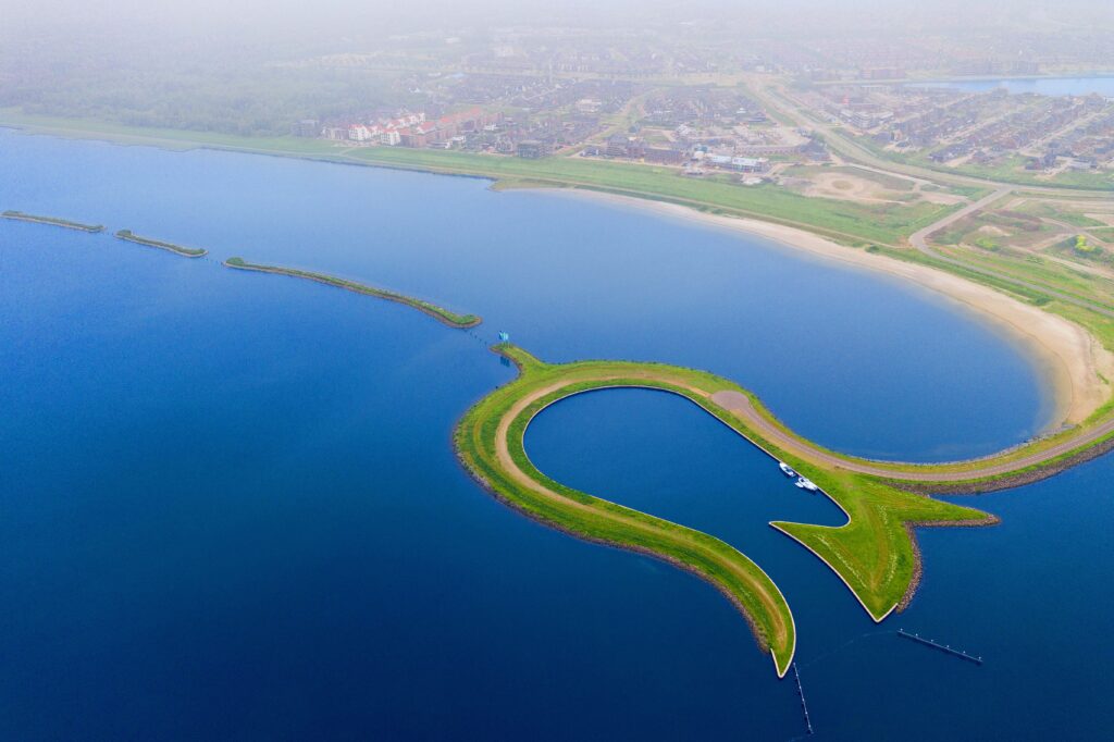 Tulpeiland, the Tulip Peninsula off the coast of Zeewolde in the Wolderwijd
