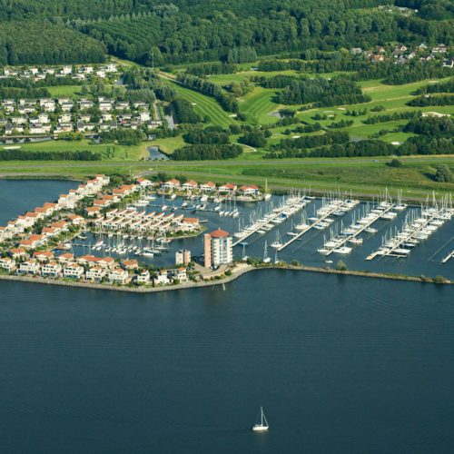 Deko Jachthafen Lelystad, Luftbild, Niederlande, Flevopolder