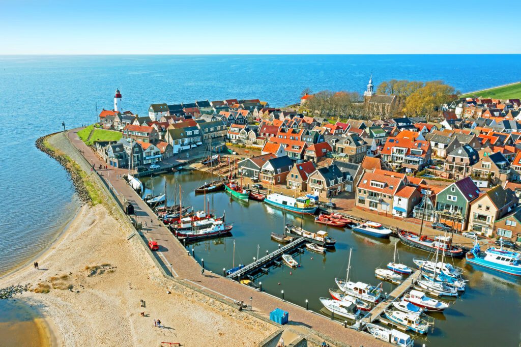 Aerial view of the historic centre of the village of Urk, Flevoland
