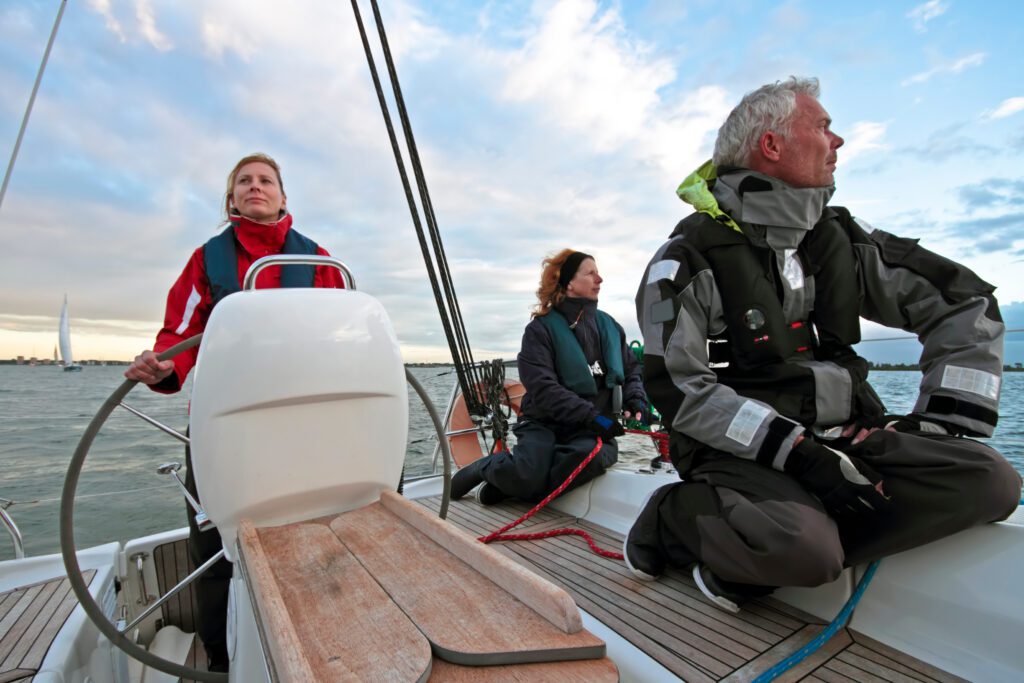 Sailing on Lake IJssel at sunset from Lelystad, the Netherlands