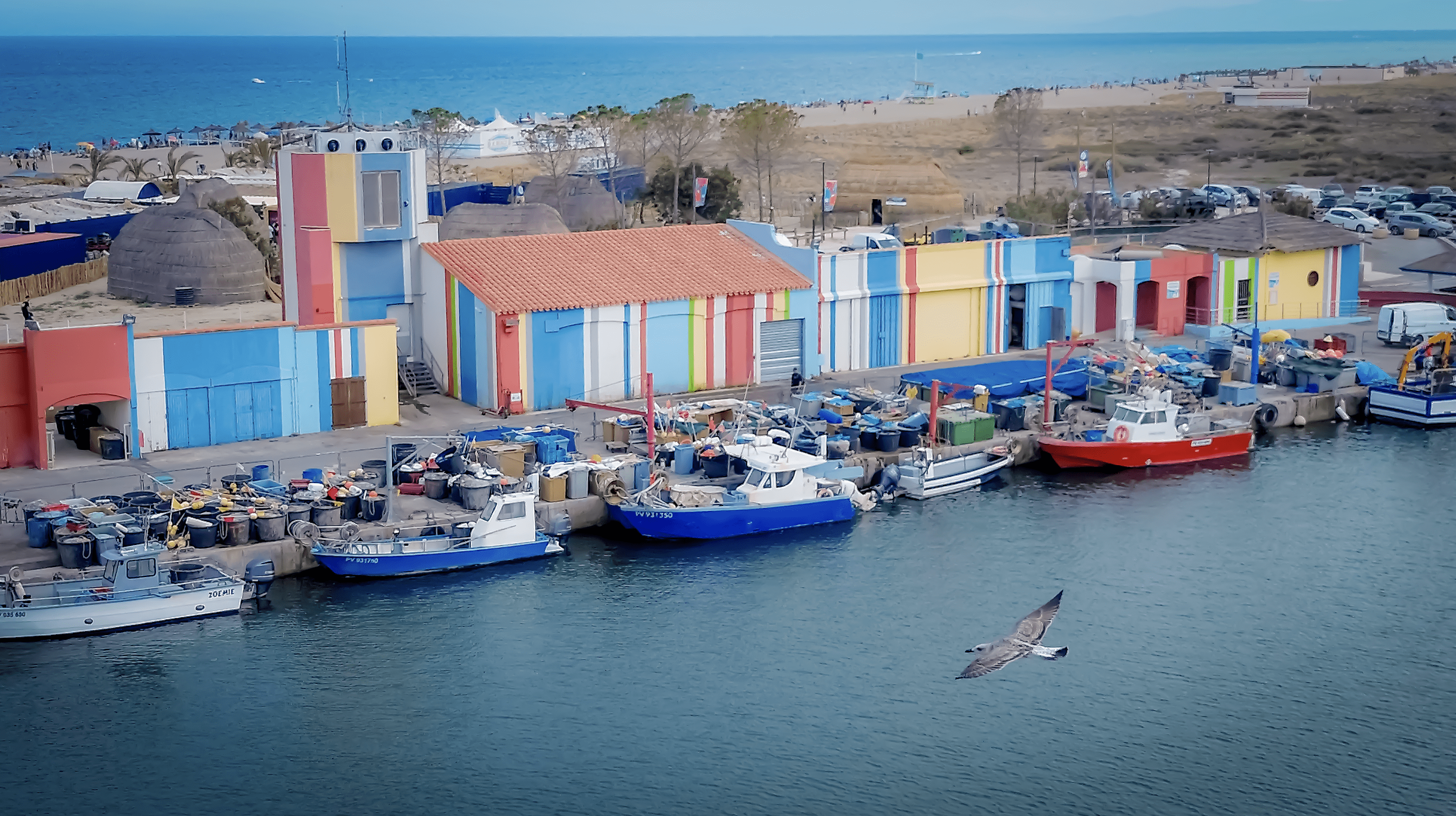 The historic fishing village of Le Barcarès and the fishing port
