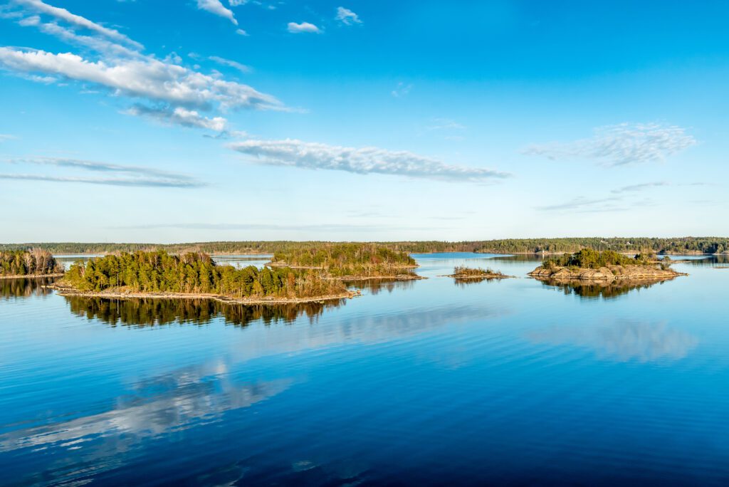 Panoramic view of the islands in the archipelago of Stockholm