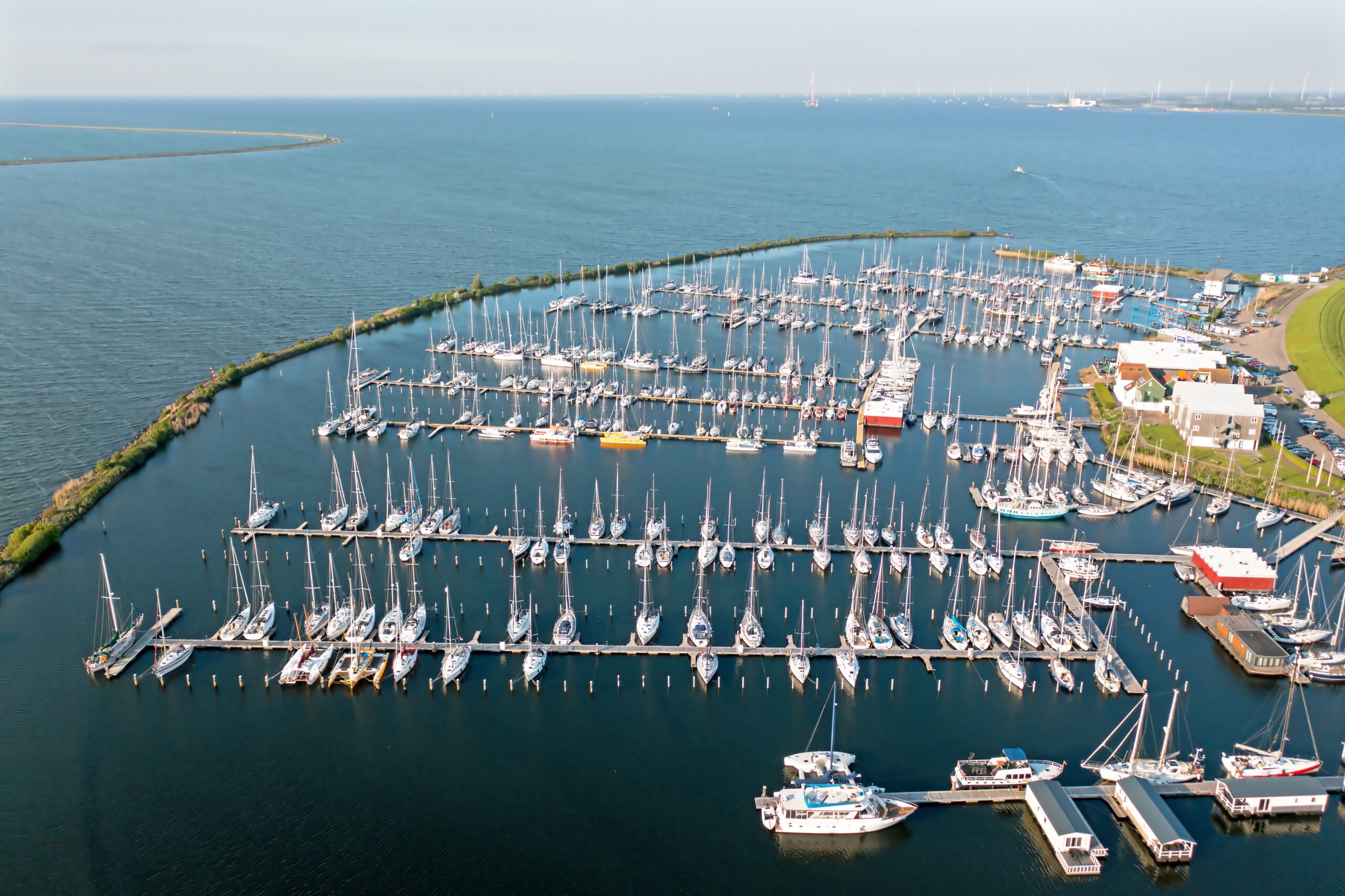 Aerial from the harbor from Lelystad at the IJsselmeer in the Netherlands