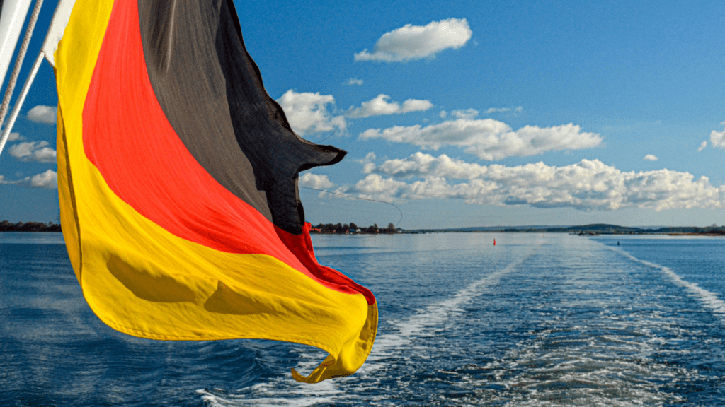 The German flag waving